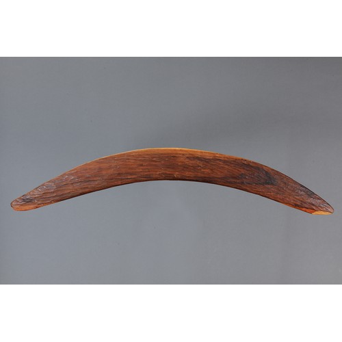 168 - Adzed Western Desert Boomerang, Western Australia. Carved and adzed hardwood. Of plano-convex sectio... 