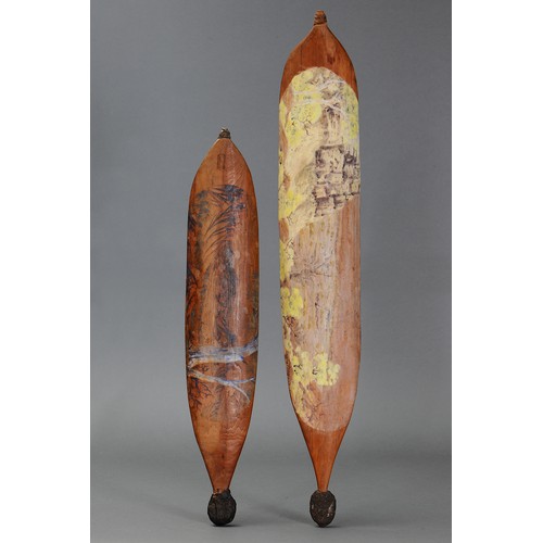 172 - Two HAND-PAINTED Spear Throwers (Woomera), Oscar Namatjira and Walter Ebatarinja, Hermannsburg, Nort... 