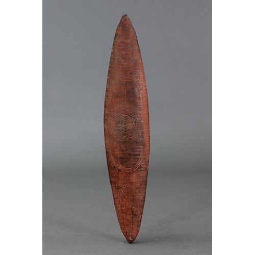 178 - Fine Incised Bullroarer, Central Australia. Carved and engraved hardwood and natural pigments. The B... 