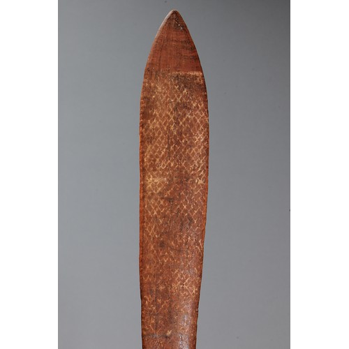 187 - Rare Ceremonial Fishtail CLUB, ARNHEM LAND, Northern Territory. Carved hardwood and natural pigment.... 