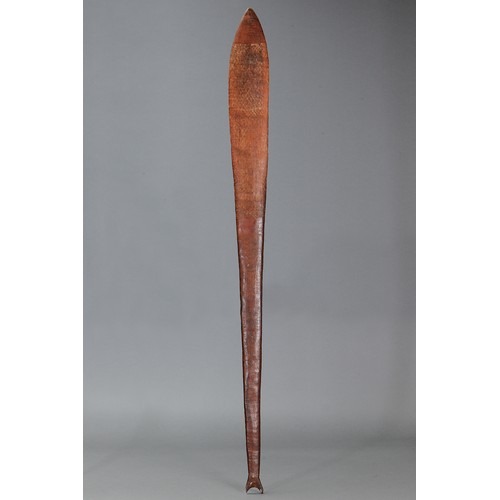 187 - Rare Ceremonial Fishtail CLUB, ARNHEM LAND, Northern Territory. Carved hardwood and natural pigment.... 