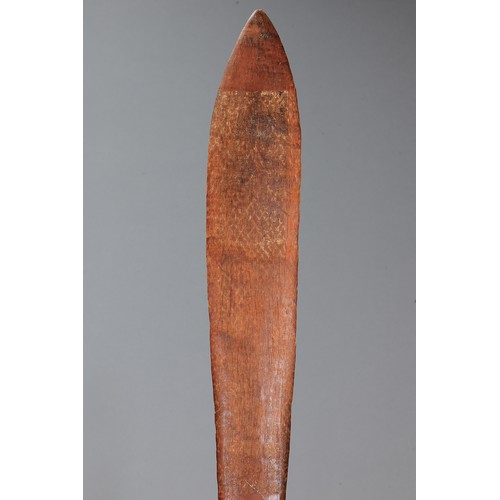 187 - Rare Ceremonial Fishtail CLUB, ARNHEM LAND, Northern Territory. Carved hardwood and natural pigment.... 