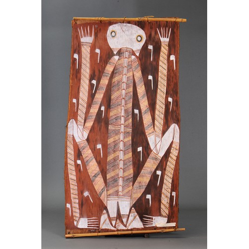 189 - Billinyarra Nabegeyo (b. 1920) Namarrkon, the Lightning Spirit c. 1975. Natural earth pigments on eu... 