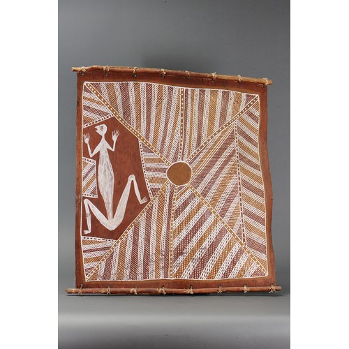 195 - Early Bark Painting, Artist Unknown, West Arnhem Land, Northern Territory. Natural earth pigments on... 