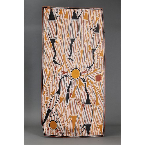 205 - George Milpurrurru (1934-98) Untitled. Natural earth pigments on eucalyptus bark. In 1993, Milpurrur... 