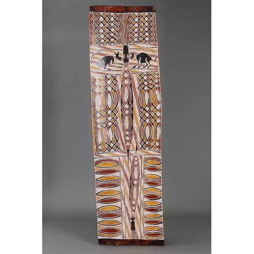 212 - DUNDIWUY WANAMBI (1936-1996) Untitled. Natural earth pigments on eucalyptus bark. Approx L117 x 33cm... 