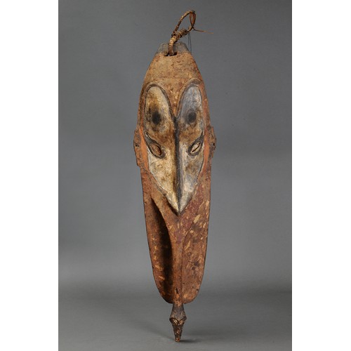 216 - Large Mai Mask, Middle Sepik, Papua New Guinea. Carved and engraved hardwood and decorated with nass... 