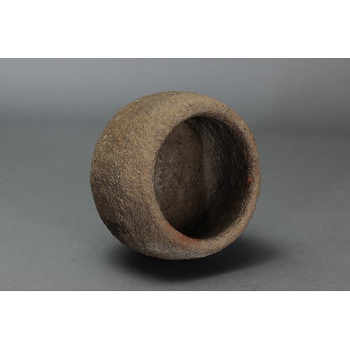 220 - Early Stone Mortar, Marovo Lagoon, Solomon Islands. Carved volcanic stone. Approx L16 x 12cm. PROVEN... 