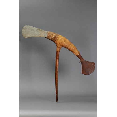 222 - Fine early Mt. Hagen ceremonial axe, highlands, Papua New Guinea. Carved hardwood with stone blade a... 