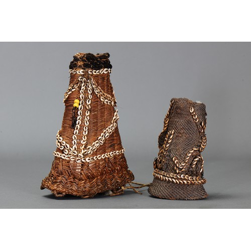 233 - Pair of Hair Cylinders, North Coast, East Sepik, Madang Province, Papua New Guinea. Woven natural fi... 