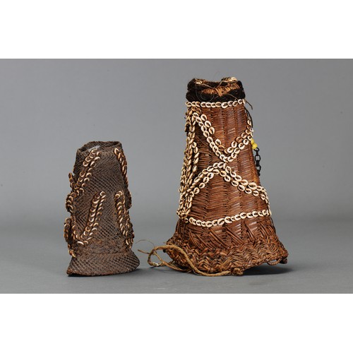 233 - Pair of Hair Cylinders, North Coast, East Sepik, Madang Province, Papua New Guinea. Woven natural fi... 