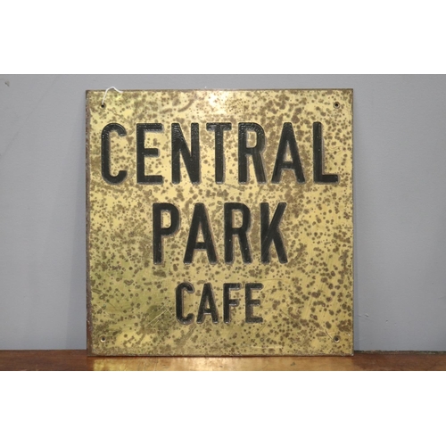 Central park cafe sign, approx 40cm sq