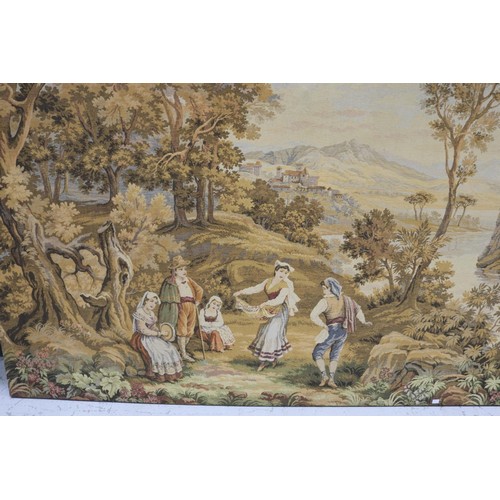 1021 - Vintage French tapestry, landscape with river scene, approx 140cm x 191cm