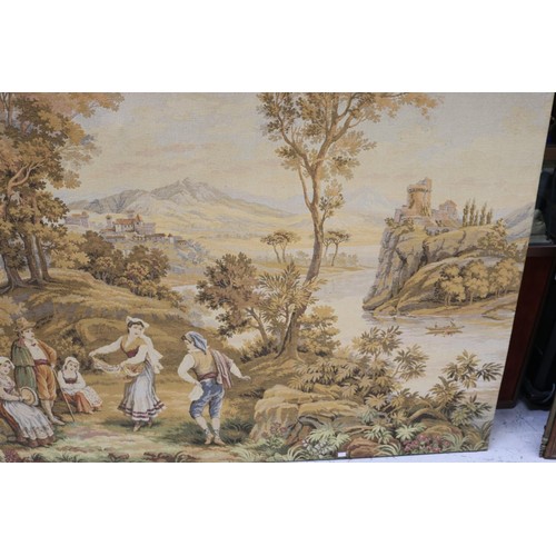 1021 - Vintage French tapestry, landscape with river scene, approx 140cm x 191cm