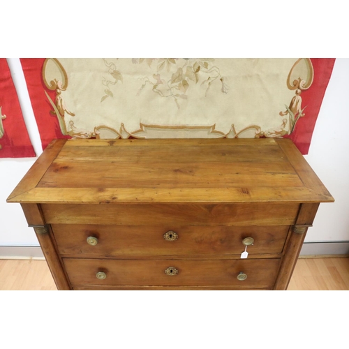 1050 - Antique French Empire revival chest of drawers / commode, approx 91cm H x 118cm W x 49cm D