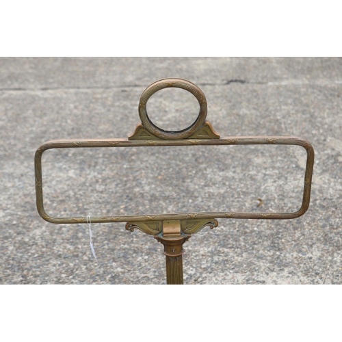 1009 - Brass pedestal sign holder, approx 87cm H x 53cm W