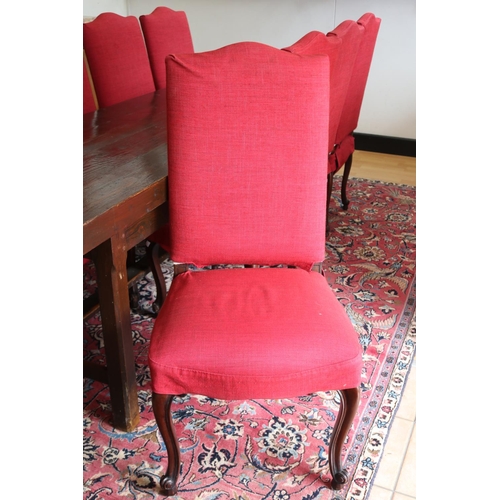 1016 - Set of eight French Louis XV style upholstered chairs, with custom made red slips, Ex Manning & Mann... 