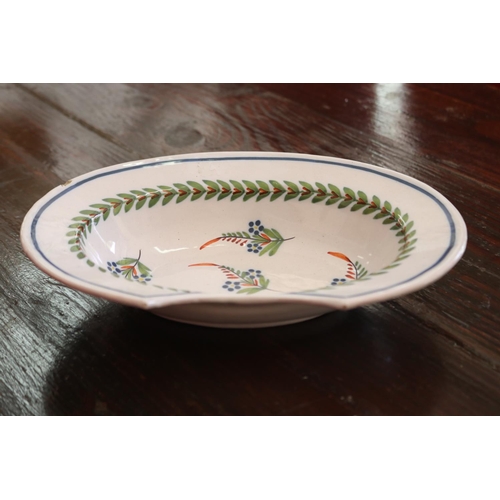 1026 - French Faience barbers bowl, approx 5.5cm H x 27cm L x 20cm W