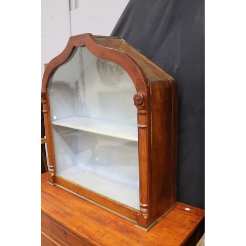 1150 - Antique French shaped top display cabinet, approx 102cm H x 93cm W x 33cm D