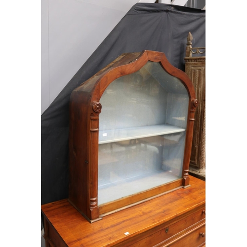 1150 - Antique French shaped top display cabinet, approx 102cm H x 93cm W x 33cm D