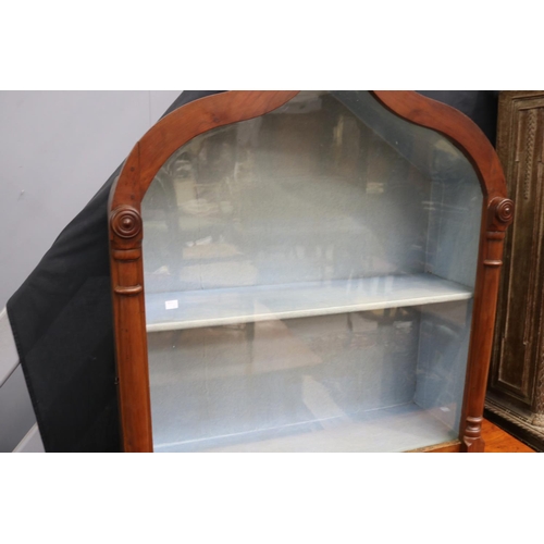 1150 - Antique French shaped top display cabinet, approx 102cm H x 93cm W x 33cm D