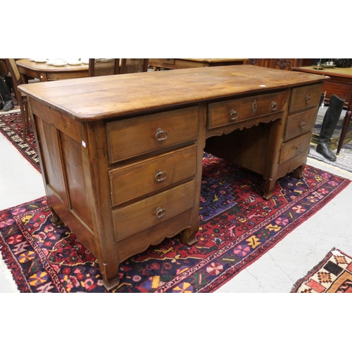 1151 - Antique French Louis XV style desk, converted from an old coffer, approx 81cm H x 185cm W x 75cm D