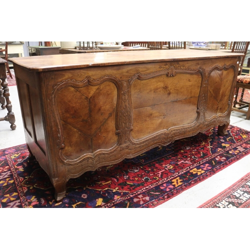 1151 - Antique French Louis XV style desk, converted from an old coffer, approx 81cm H x 185cm W x 75cm D