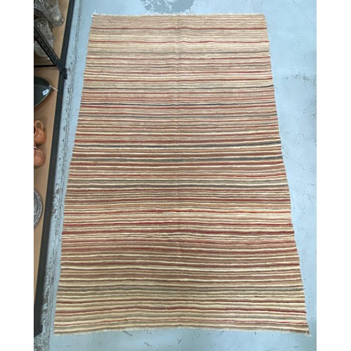 1162 - Handknotted pure wool Afghan Chobi stripe carpet, approx 195cm x 124cm