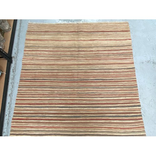 1162 - Handknotted pure wool Afghan Chobi stripe carpet, approx 195cm x 124cm