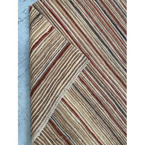 1162 - Handknotted pure wool Afghan Chobi stripe carpet, approx 195cm x 124cm