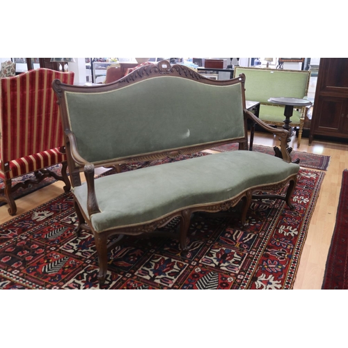 1164 - Antique French walnut Louis XV revival sofa, approx 115cm H x 170cm W