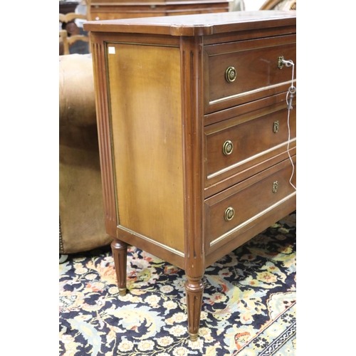 1166 - Vintage French Louis XVI style petite three drawer chest / commode, approx 85cm H x 84cm W x 40cm D