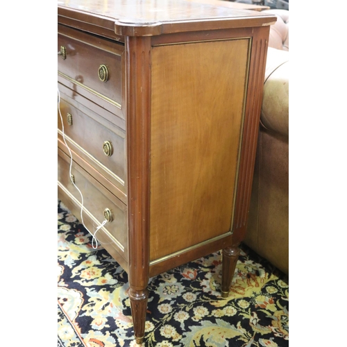 1166 - Vintage French Louis XVI style petite three drawer chest / commode, approx 85cm H x 84cm W x 40cm D