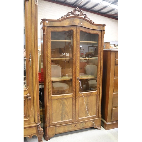 1167 - Antique French mahogany two door bookcase, approx 191cm H x 95cm W x 38cm D