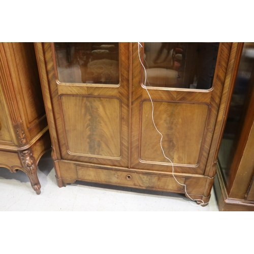 1167 - Antique French mahogany two door bookcase, approx 191cm H x 95cm W x 38cm D