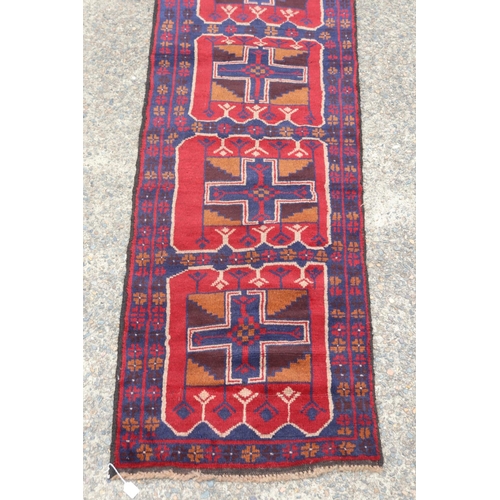 1175 - Handknotted pure wool Persian baluchi, approx 75.5cm x 292cm