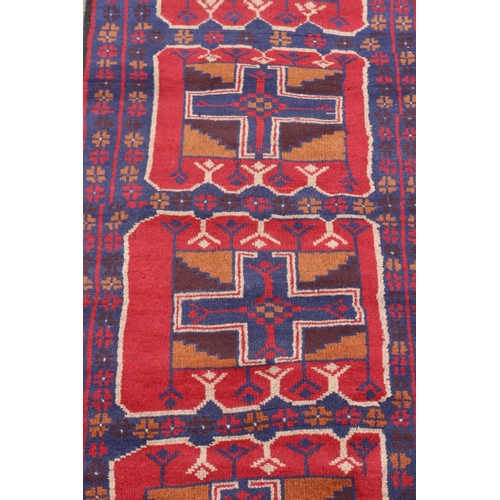 1175 - Handknotted pure wool Persian baluchi, approx 75.5cm x 292cm