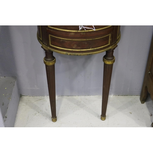 1207 - Antique French demi lune marble topped nightstand, wall mountable, approx 81cm H x 46cm W x 34cm D