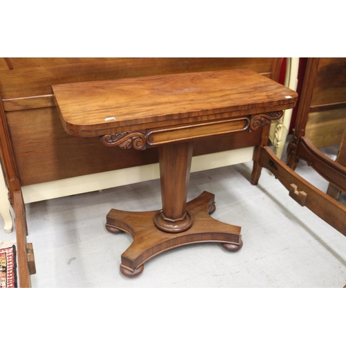 1222 - Antique English William IV fold over card table, missing surface, approx 75cm H x 90cm W x 44cm D (c... 