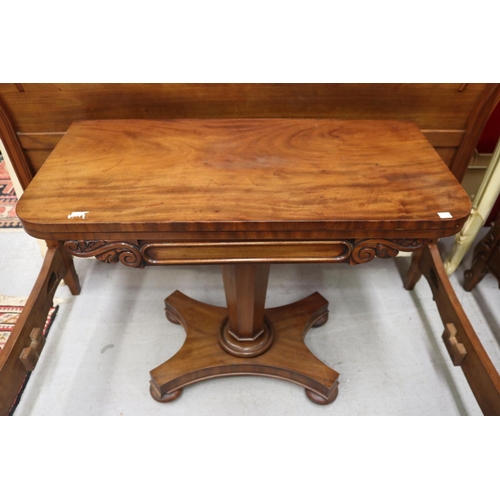 1222 - Antique English William IV fold over card table, missing surface, approx 75cm H x 90cm W x 44cm D (c... 