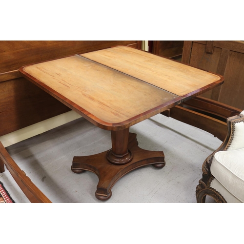 1222 - Antique English William IV fold over card table, missing surface, approx 75cm H x 90cm W x 44cm D (c... 