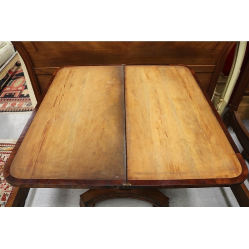 1222 - Antique English William IV fold over card table, missing surface, approx 75cm H x 90cm W x 44cm D (c... 