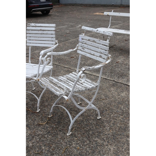 1228 - Pair of French wooden slat folding armchairs (2)