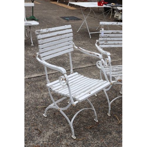 1228 - Pair of French wooden slat folding armchairs (2)