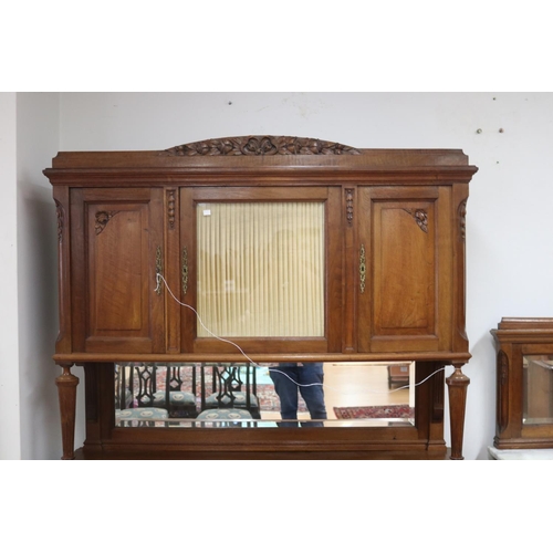 1231 - Vintage French two height walnut buffet, approx 215cm H x 148cm W x 51cm D