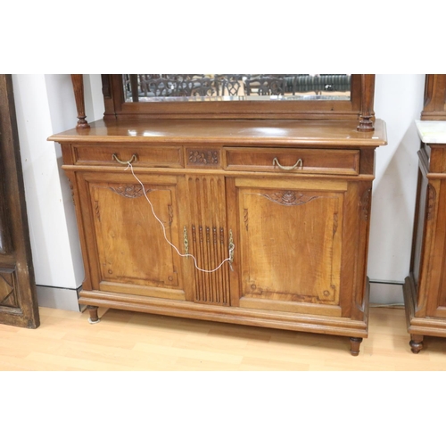 1231 - Vintage French two height walnut buffet, approx 215cm H x 148cm W x 51cm D