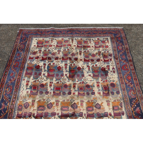 1247 - Antique handmade Persian wool Kerman carpet, approx 296cm x 204cm