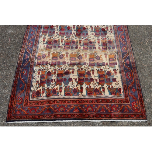 1247 - Antique handmade Persian wool Kerman carpet, approx 296cm x 204cm