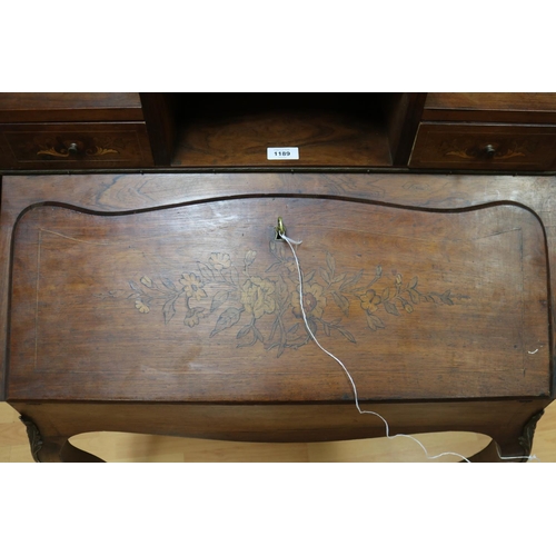 1257 - Antique French inlaid ladies bureau, approx 123cm H x 71cm W x 48cm D