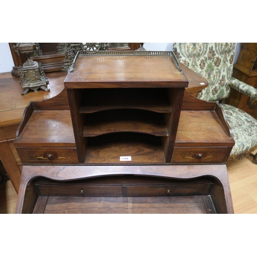 1257 - Antique French inlaid ladies bureau, approx 123cm H x 71cm W x 48cm D